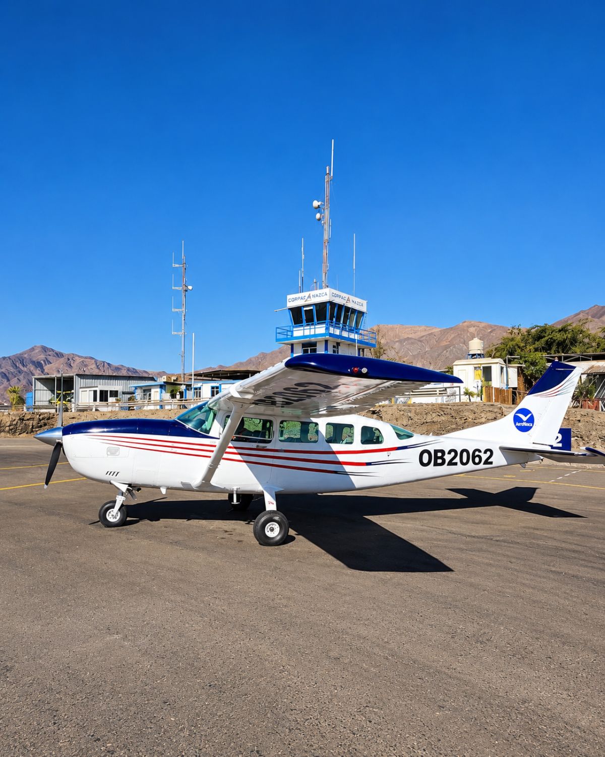 Cessna Airplane flying over Nazca Lines
